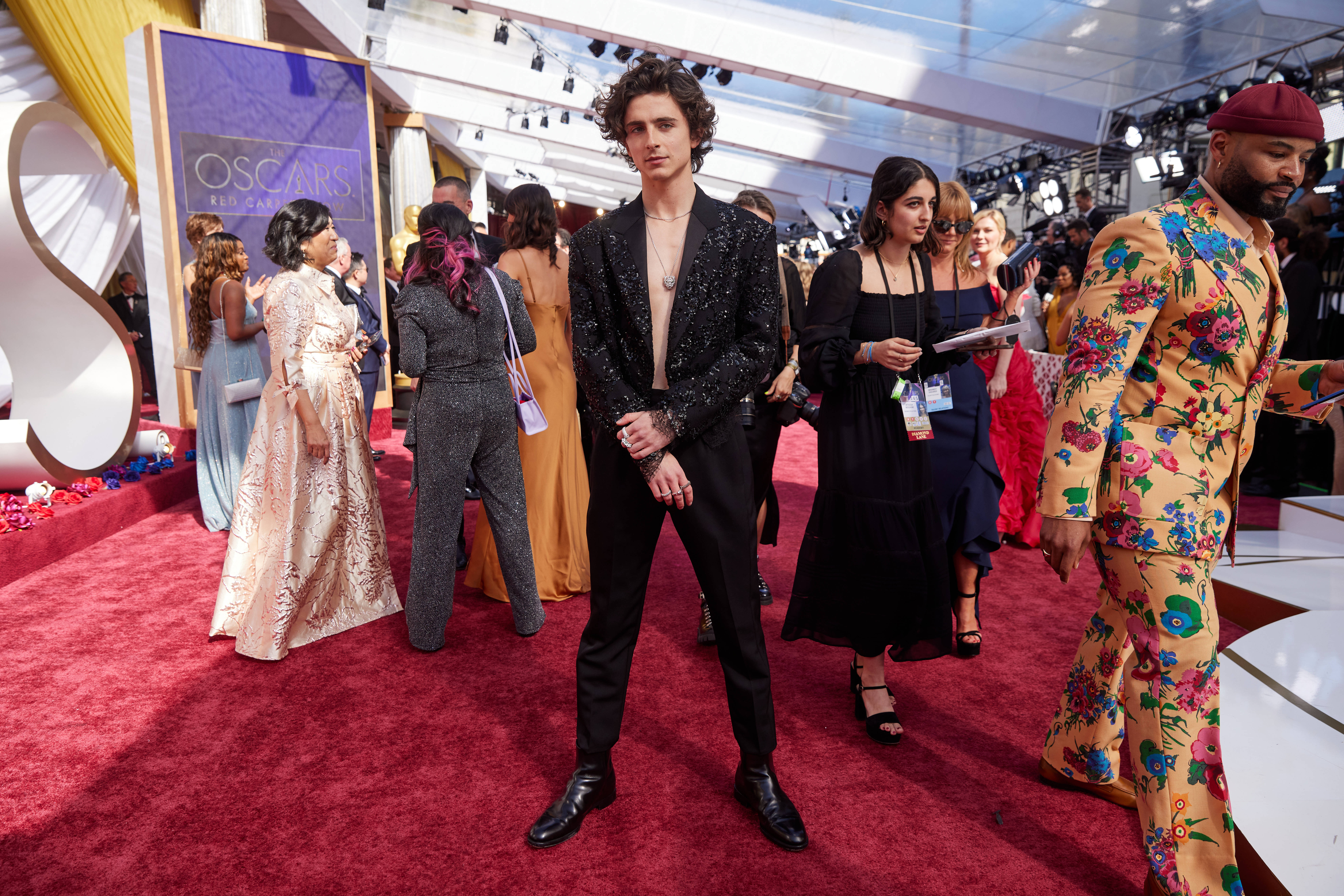 Timothée Chalamet bares chest at the Oscars with cropped Louis