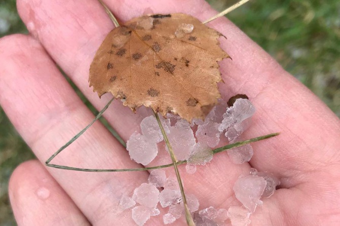В Подмосковье выпал крупный град и прошел дождь