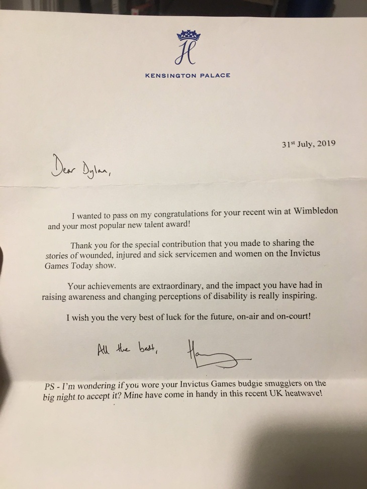 Письмо принца Гарри Письмо принца Гарри