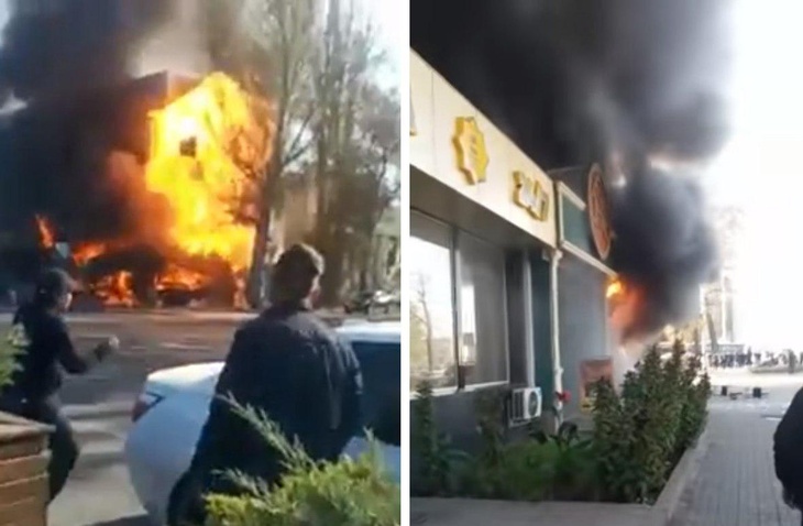 Момент взрыва в кафе Бишкека попал на видео