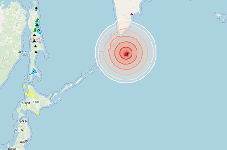 Землетрясение в районе Курильских островов