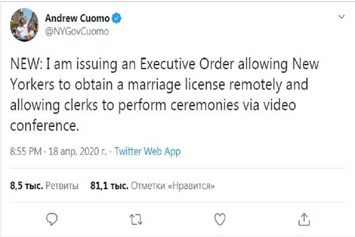 Твиттер Нью-Йоркского губернатора