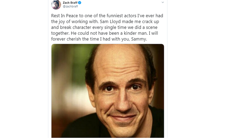 Запись в Twitter Зака Браффа о Сэме Ллойде