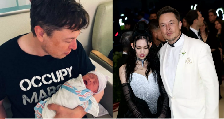 Илон Маск с новорожденным сыном и певицей Граймс