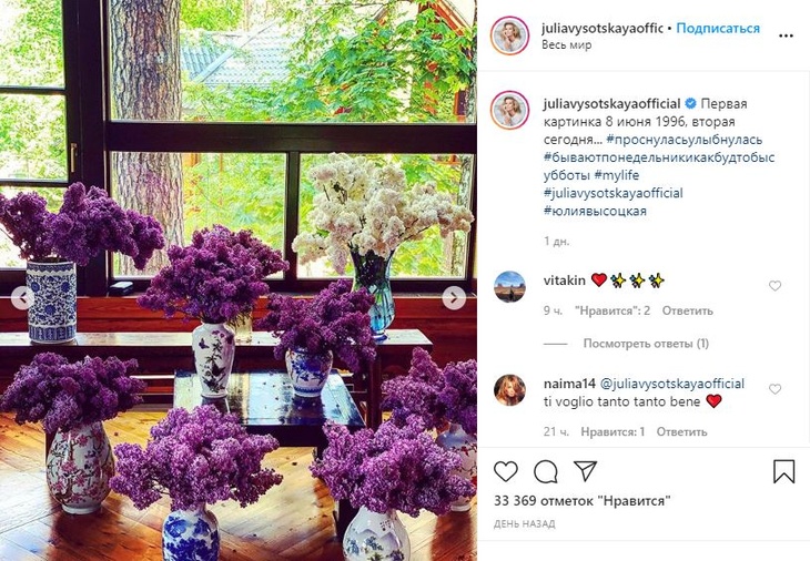 Фото из Instagram Юлии Высоцкой