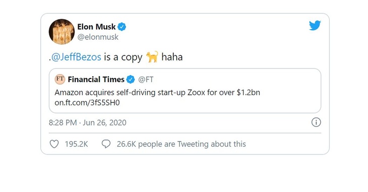 Пост Илона Маска в Twitter