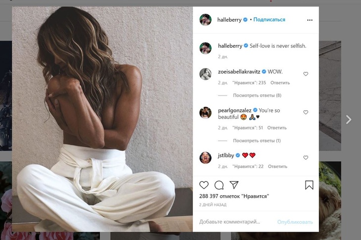 Хэлли Берри опубликовала провокационный снимок топлес