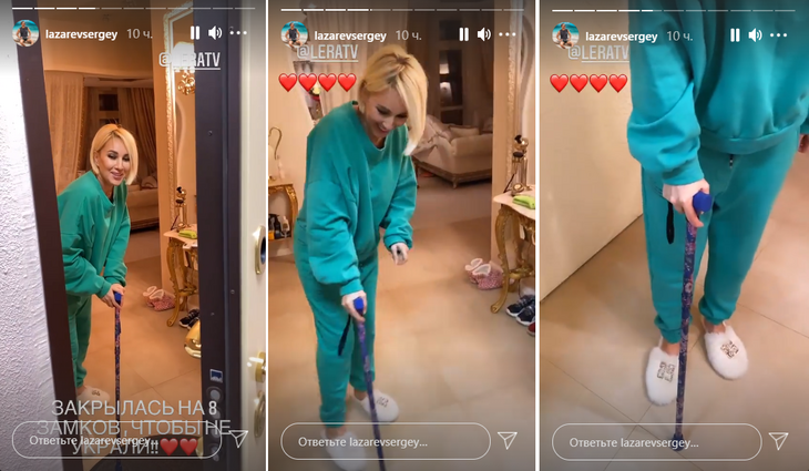 Домашние кадры Кудрявцевой: ведущая еле передвигается с палочкой