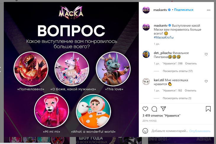 Фавориты и аутсайдеры: стали известны вероятные кандидаты на выбывание из шоу «Маска»