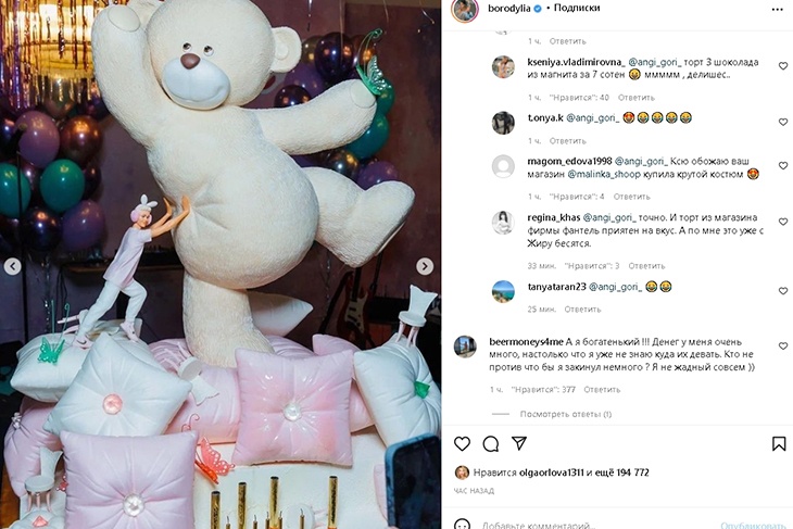«Милохин держит огромную Медведеву»: поклонников насмешил торт со дня рождения дочки Бородиной