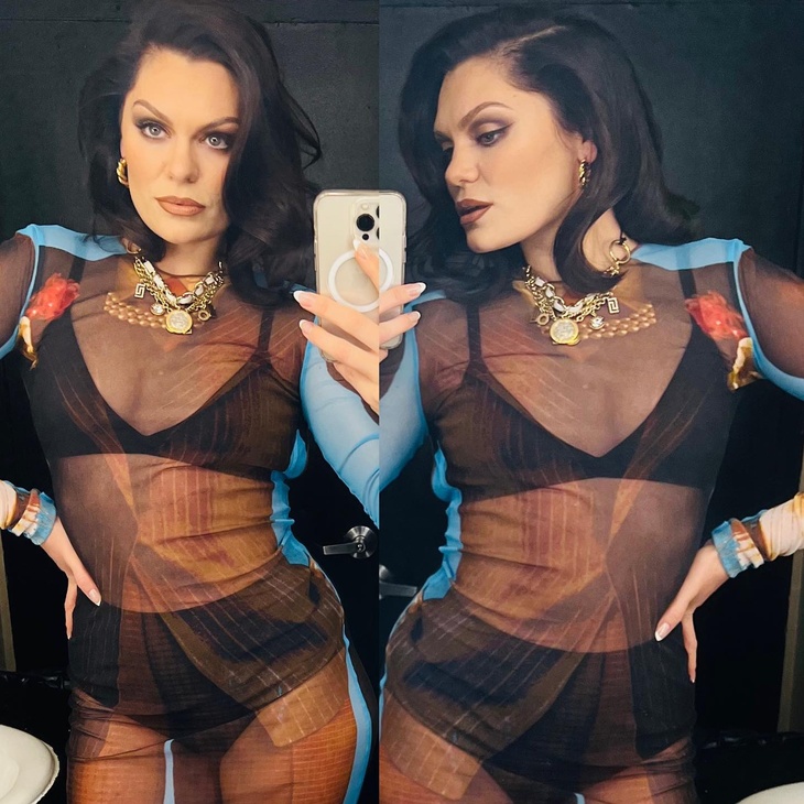 Photo: Jessie J flaunts her black lingerie in a sheer dress