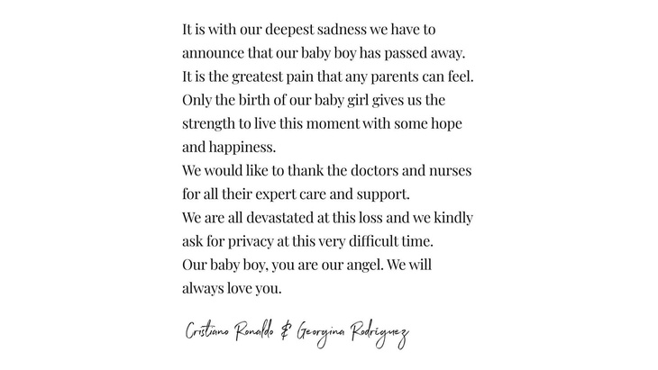 Ronaldo reveals his son died during birth