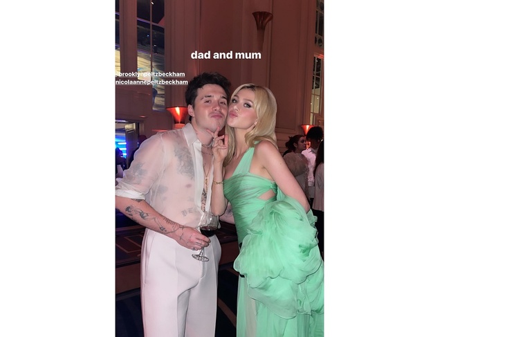 PHOTO: Brooklyn Beckham and Nicola Peltz were caressing when they were spotted at the after party