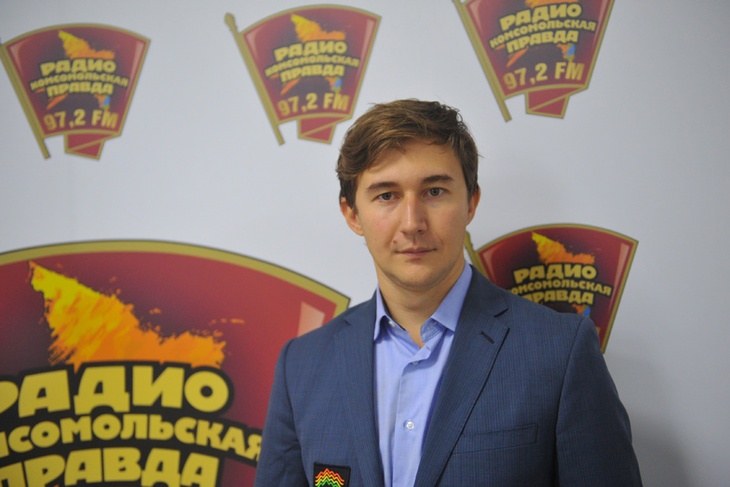 Гроссмейстер Сергей Карякин в студии Радио «Комсомольская правда».